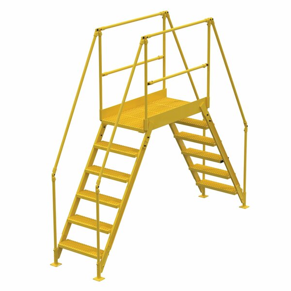 Vestil 6 Step Cross-Over Ladder 58"H x 38"W Yellow Powder Coat Steel COL-6-56-33